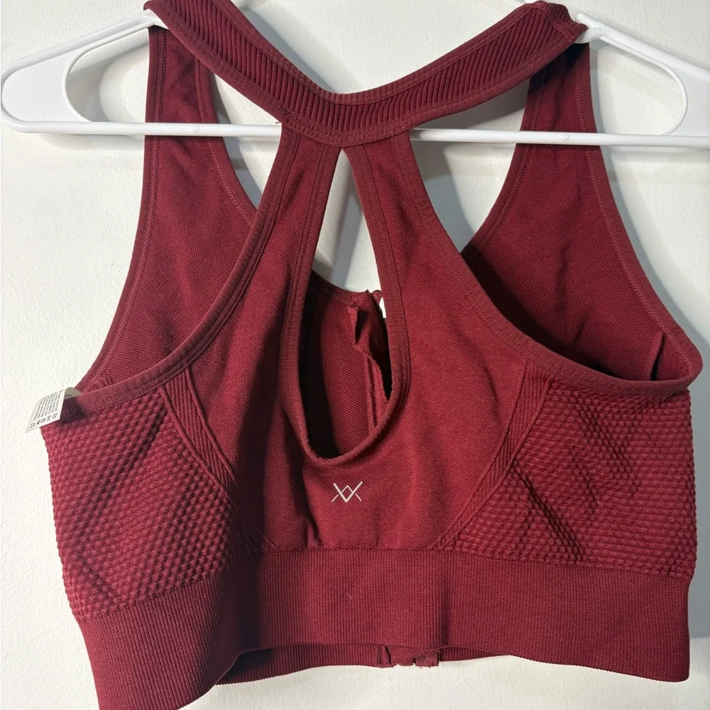 Crimson Zip-Front Sports Bra